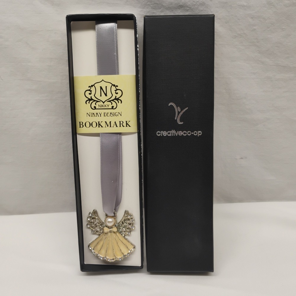 NIB Nikky Design Enamel Rhinestone Pearl Angel Bookmark Bookmarker Gift